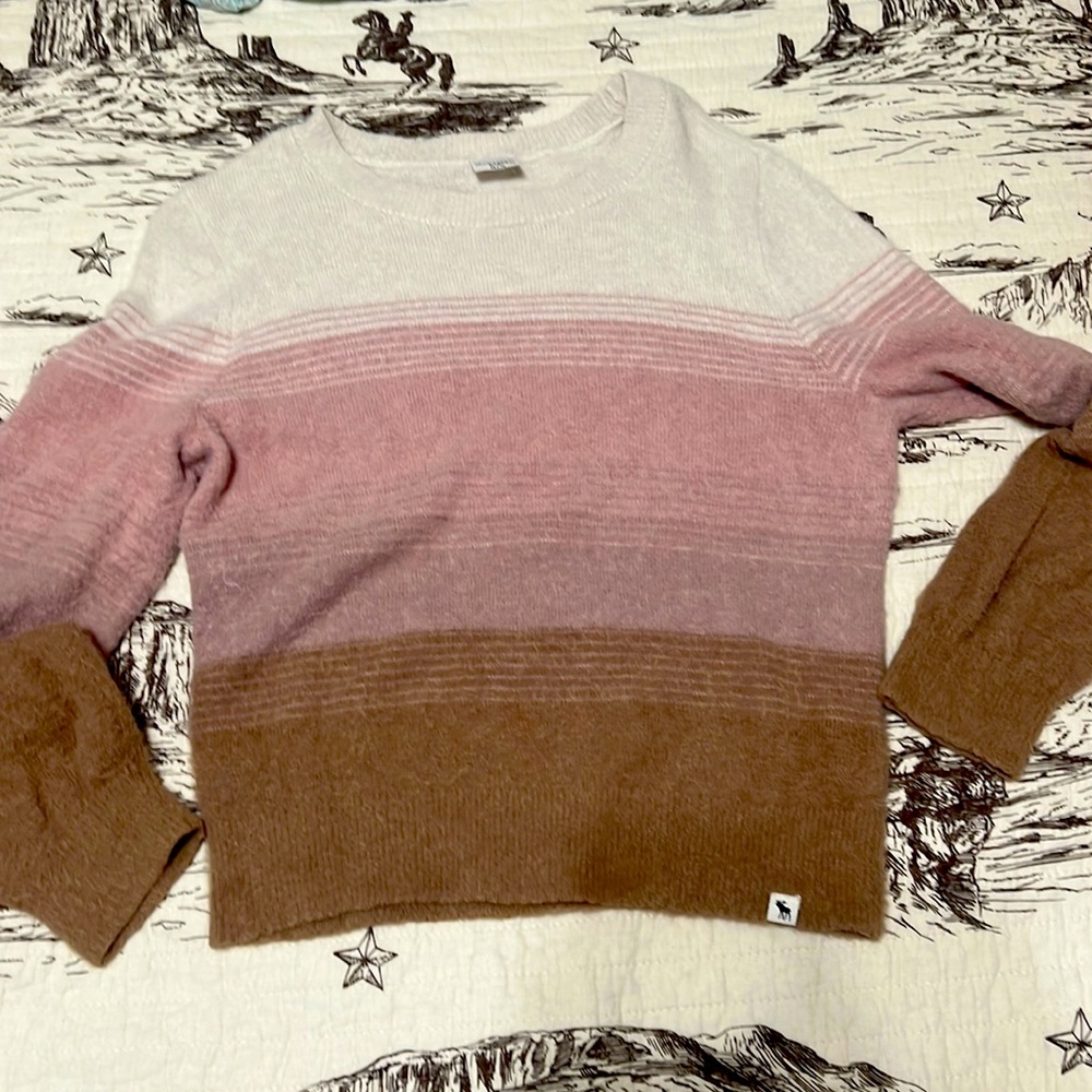 Abercrombie kids 13/14 pink white brown sweater